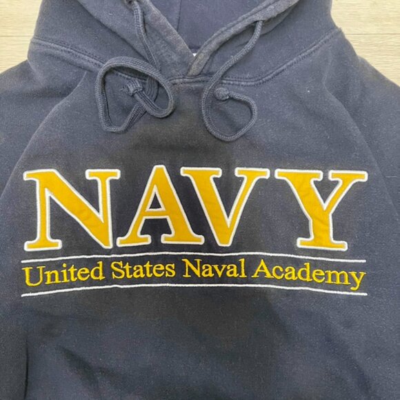 US Navy Hoodie Men’s Large Academy Embroidered Y2K Faded Blue College School Vtg - Picture 2 of 5
